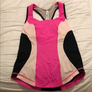 Lululemon scoopneck racerback pink black tank 4